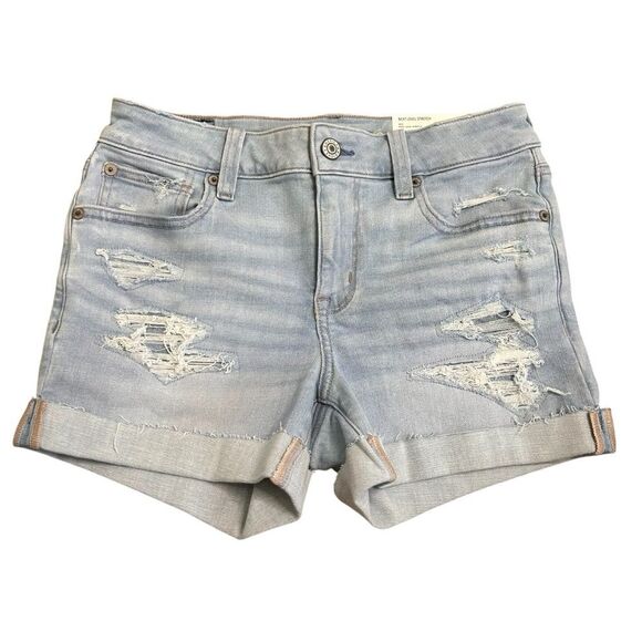 NWT American Eagle light wash NeXt Level Stretch Denim Midi Short size 2 - Picture 2 of 5